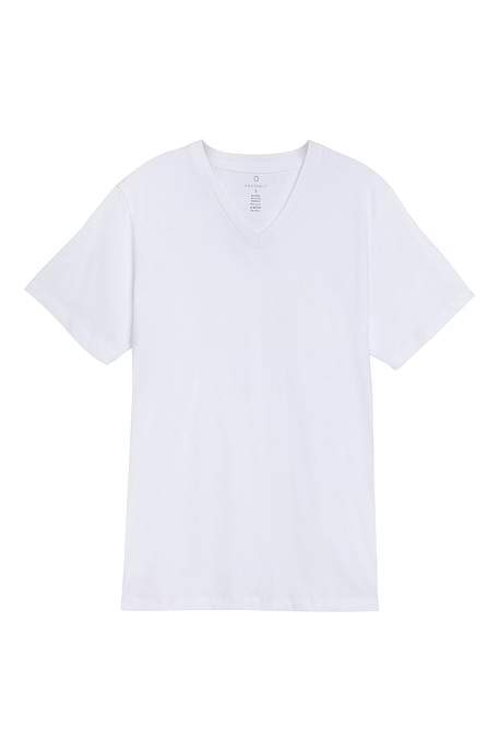 The Best Travel Top. Flat Lay of a Men's Vince Top in White.