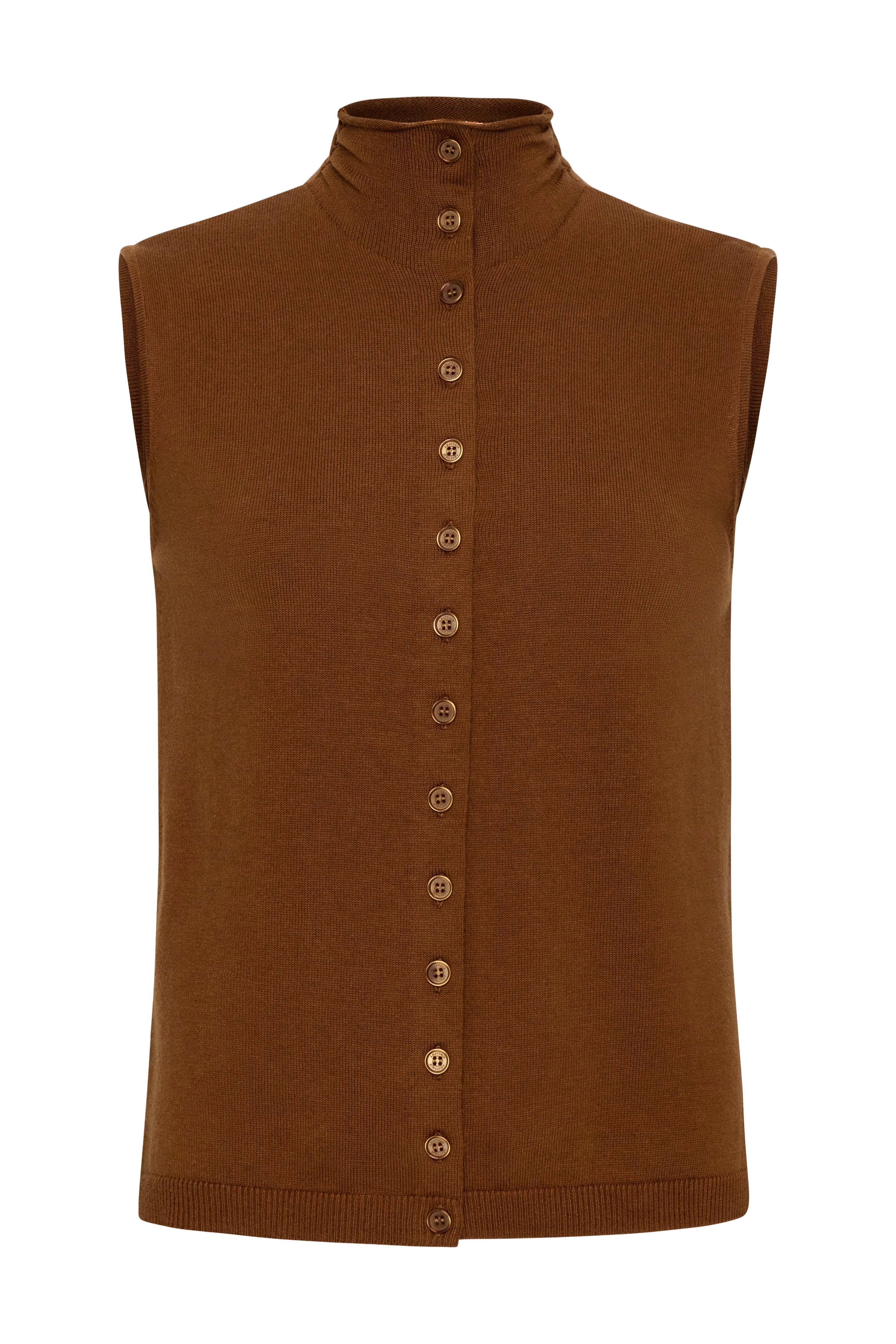 Viola Sweater Knit Sleeveless Button Down Top