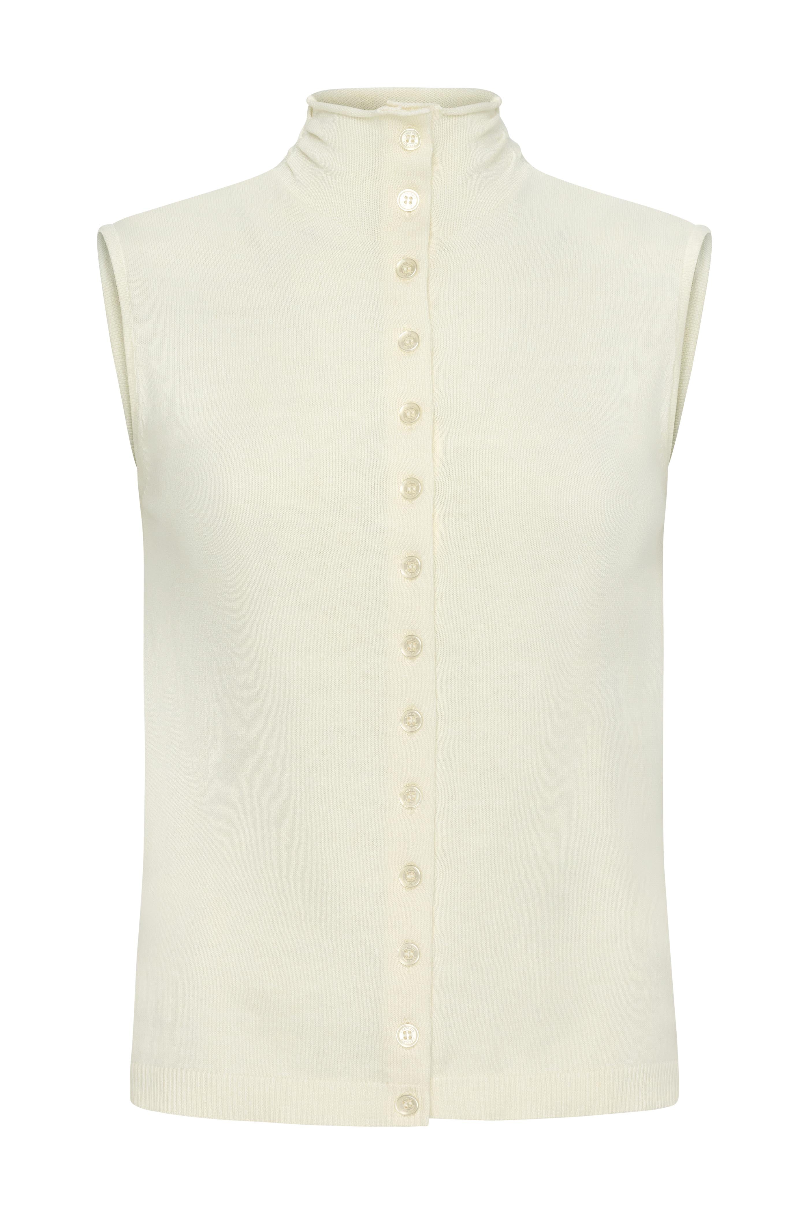 Viola Sweater Knit Sleeveless Button Down Top