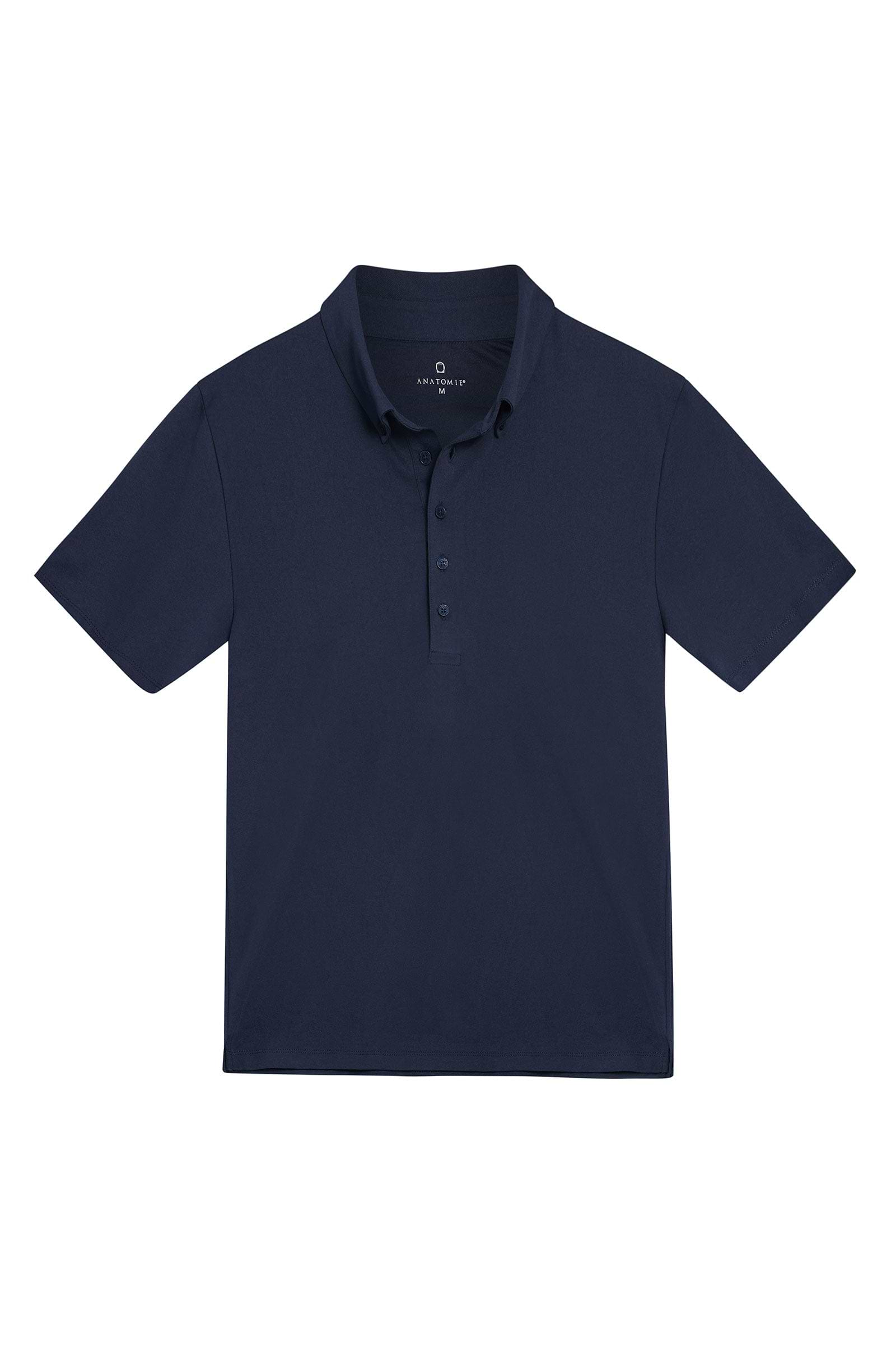 The Best Travel Top. Flat Lay of a Men's Ryan Polo in Navy.