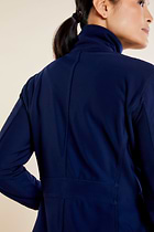 The Best Travel Fleece-Lined Jacket. Woman Showing the Back Profile of a Kenya Cozy Fleece-Lined Jacket in Navy