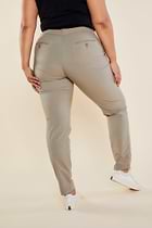The Best Travel Pants. Back Profile of the Thea Curvy Pant in Khaki.