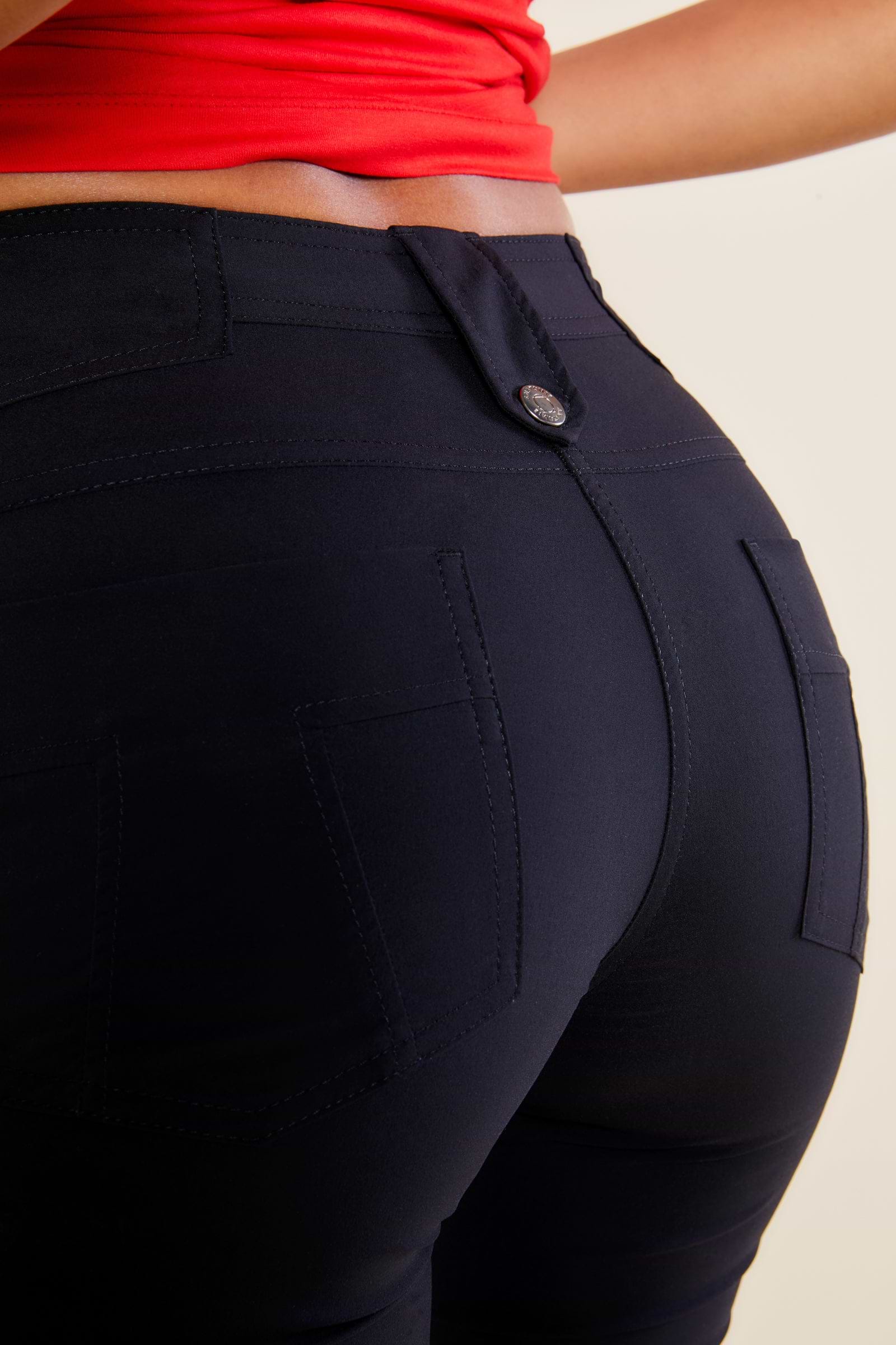 The Best Travel Pants. Back Pocket of the Skyler Travel Pant in Black