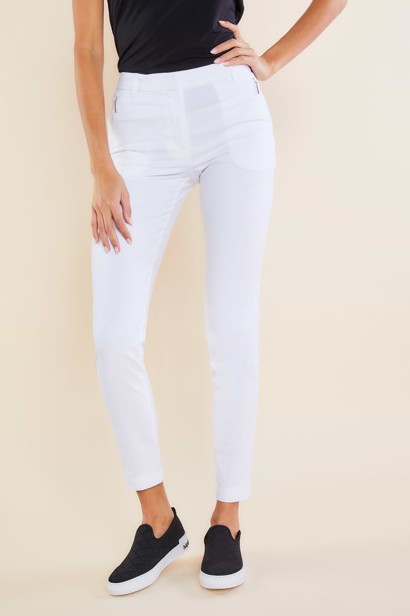 The Best Travel Pants. Front Profile of the Thea Curvy Pant in White.