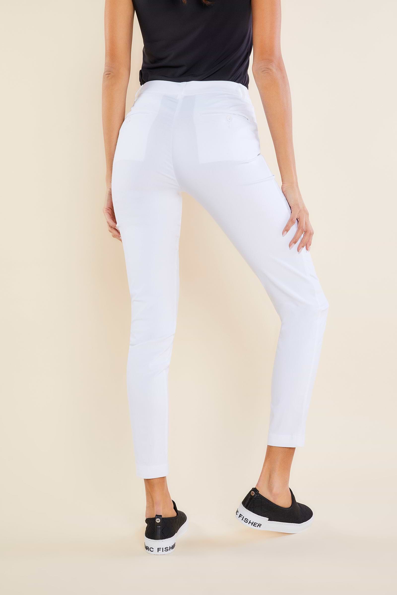 The Best Travel Pants. Back Profile of the Thea Curvy Pant in White.