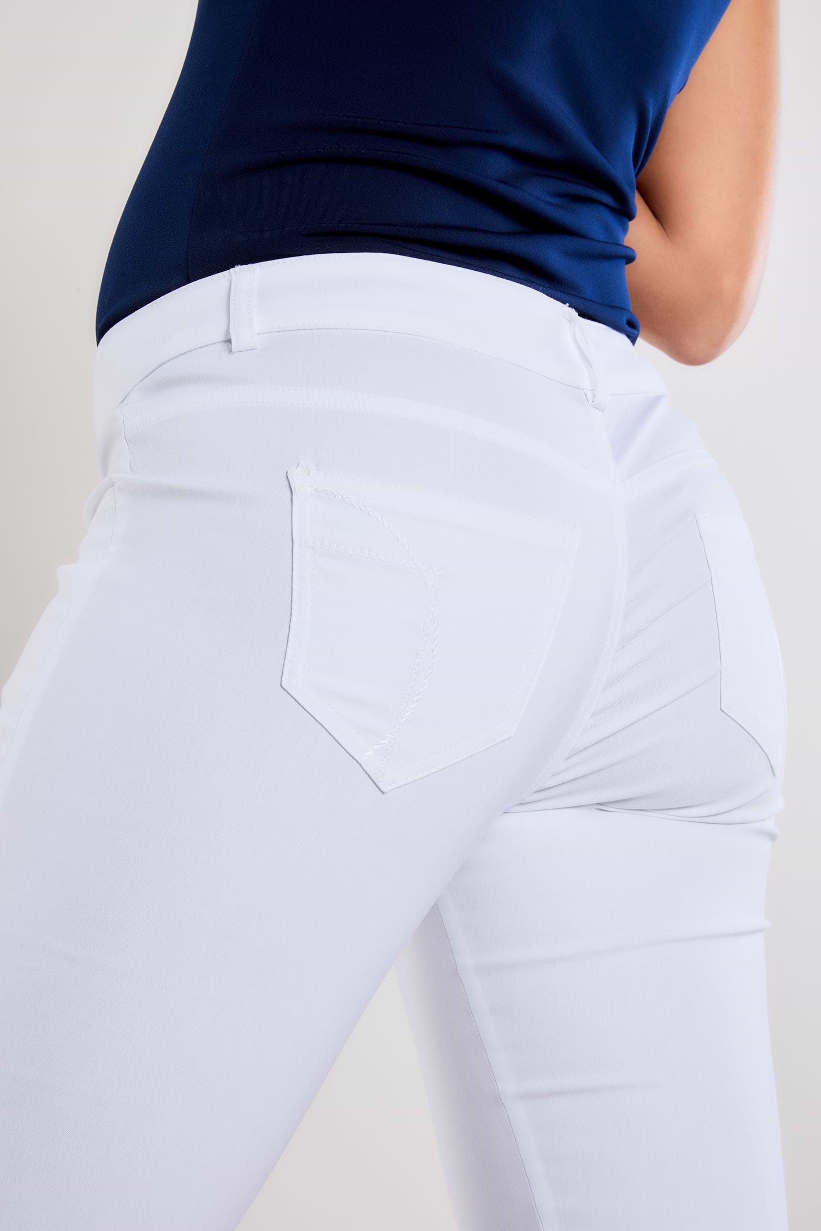 The Best Travel Pants. Back Pockets of the Luisa Skinny Jean Pant in White
