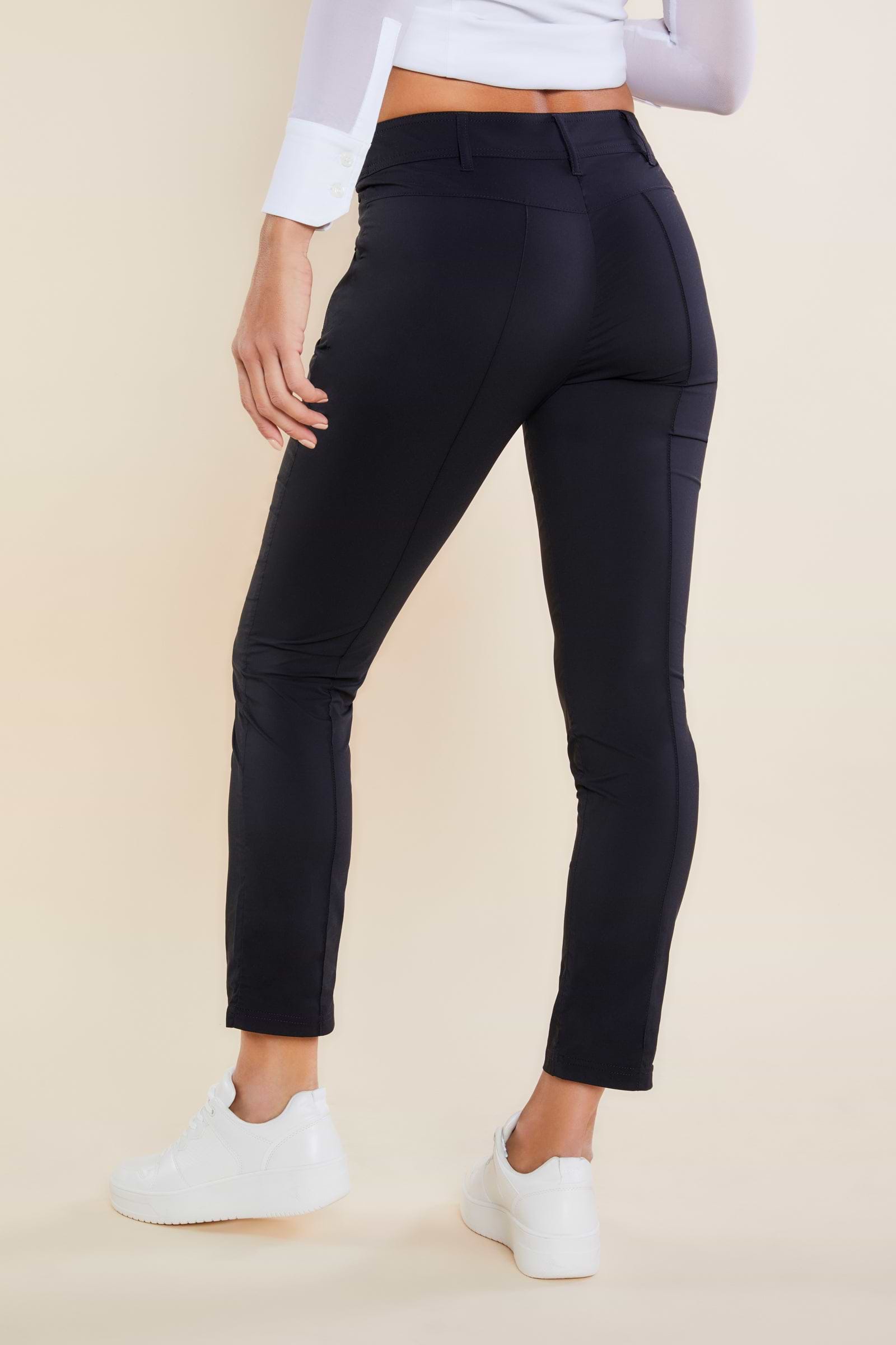 The Best Travel Pants. Back Profile of the Peggy Zippered Pant in Black