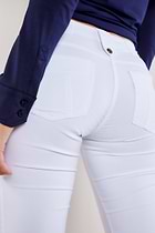 The Best Travel Pants. Back Pocket of the Skyler Travel Pant in White