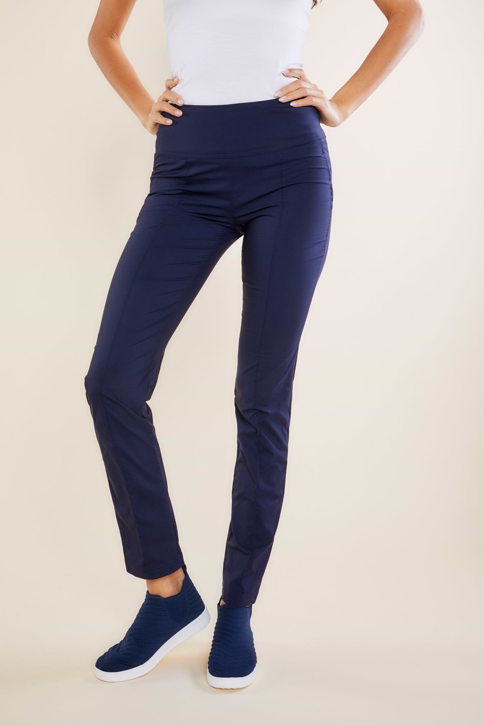 The Best Travel Pants. Front Profile of the Sonia Curvy High Rise Pant in Navy