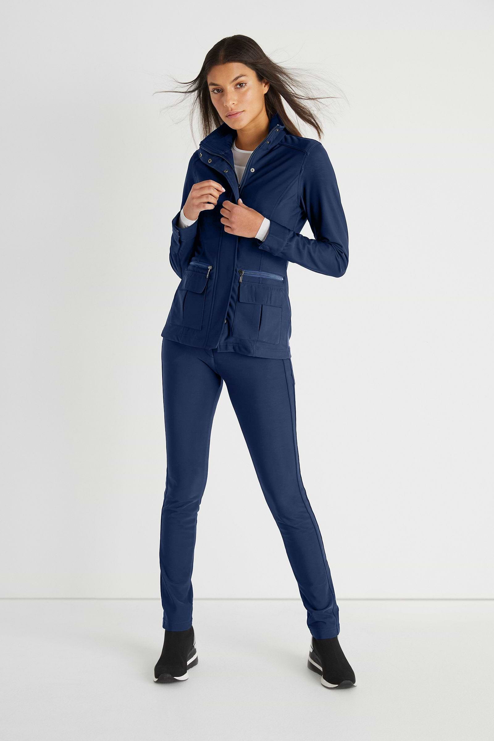 The Best Travel Pants. Front Profile of the Skyler Cozy Fleece-Lined Travel Pant in Navy