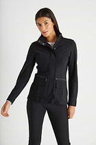 The Best Travel Fleece-Lined Jacket. Woman Showing the Front Profile of a Kenya Cozy Fleece-Lined Jacket in Black
