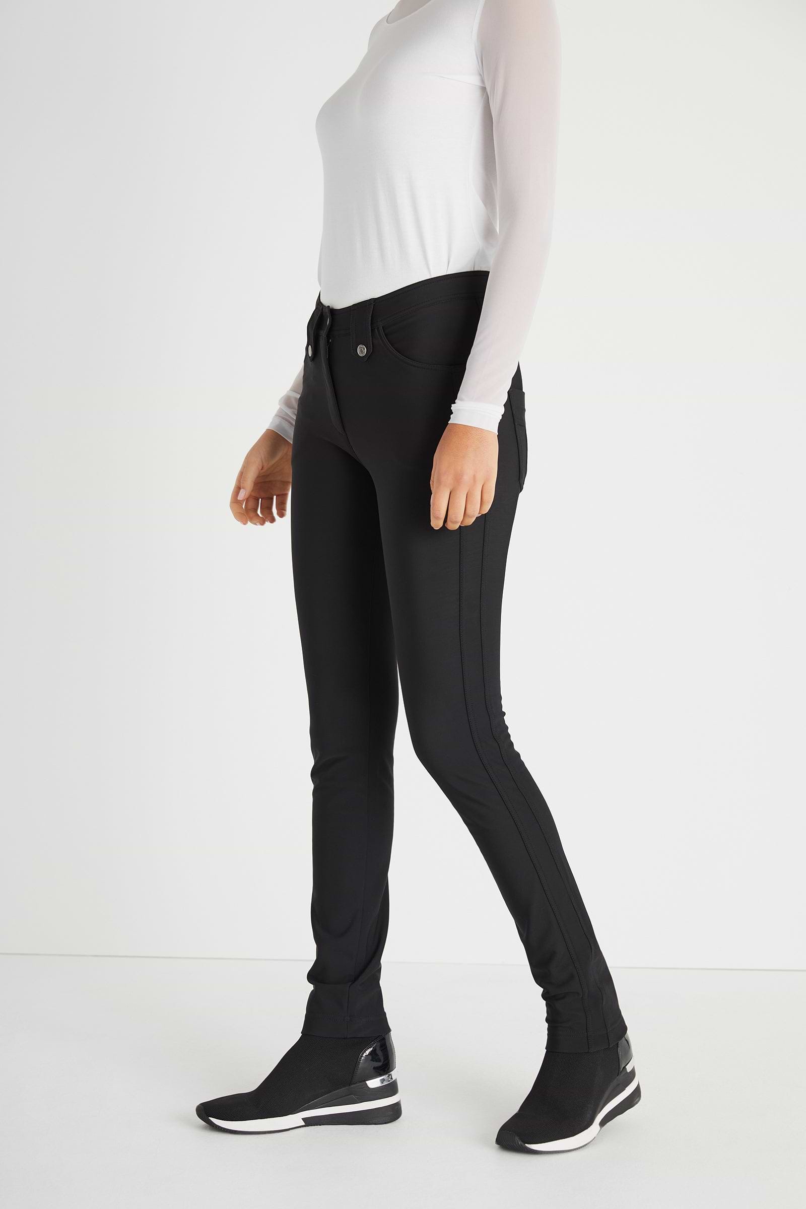 The Best Travel Pants. Side Profile of the Skyler Cozy Fleece-Lined Travel Pant in Black