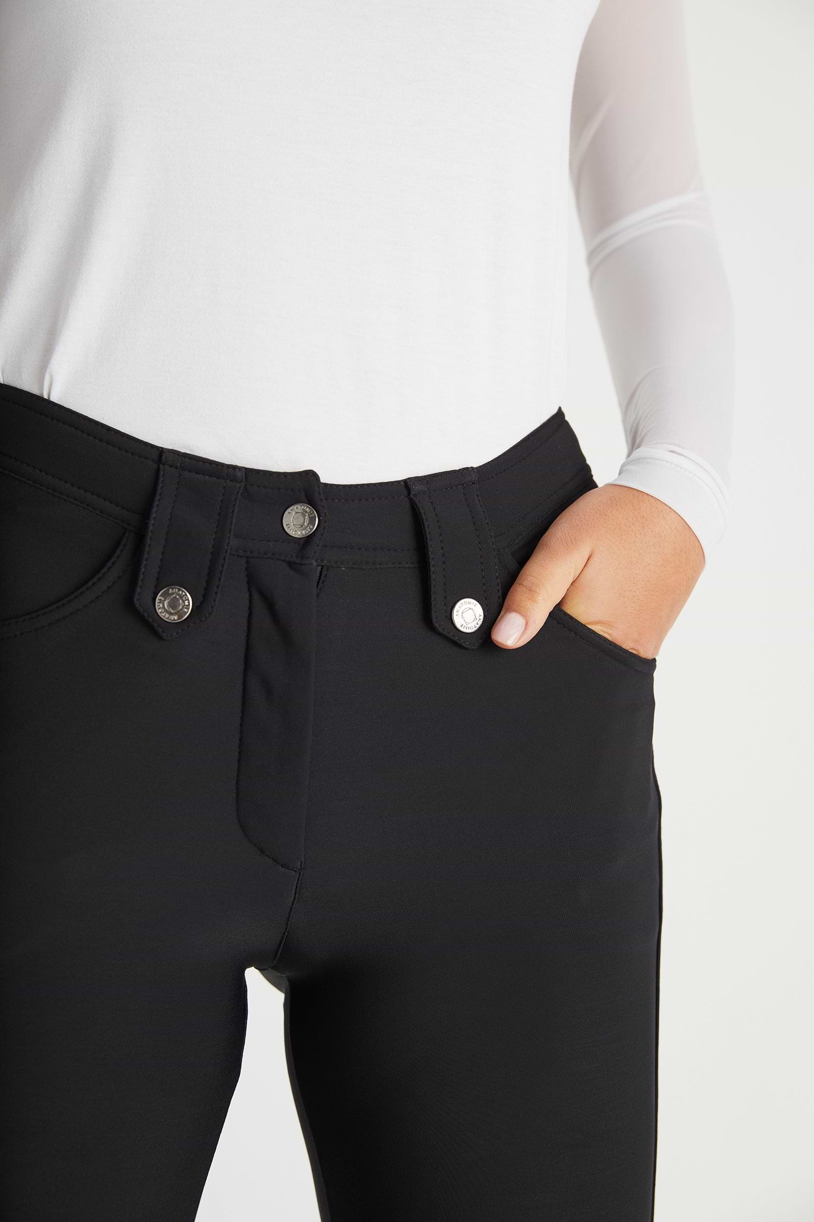 The Best Travel Pants. Front Pockets of the Skyler Cozy Fleece-Lined Travel Pant in Black