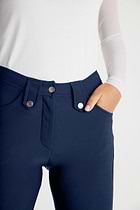 The Best Travel Pants. Front Pockets of the Skyler Cozy Fleece-Lined Travel Pant in Navy