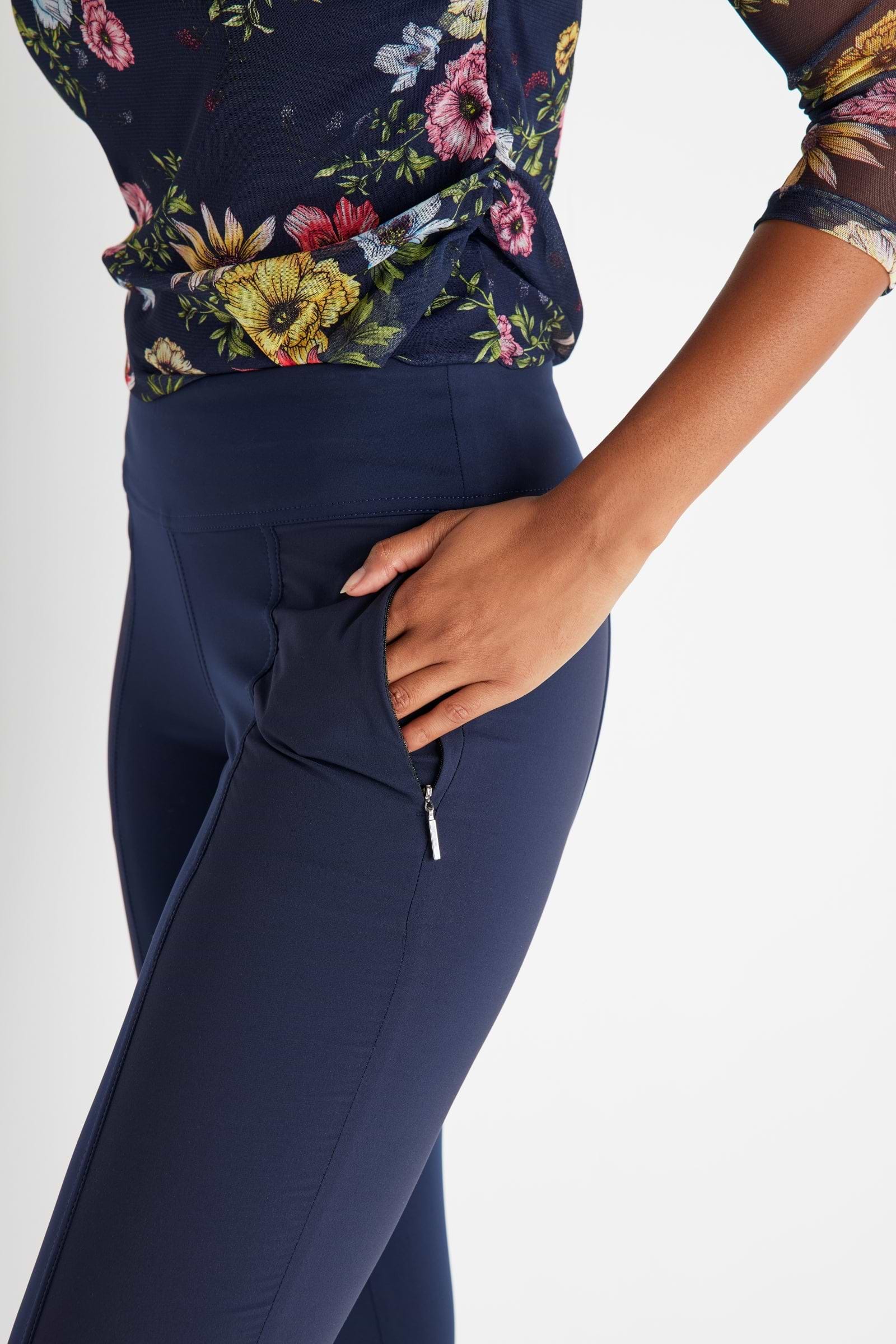 The Best Travel Pants. Front Pocket on Allie Pant in Navy