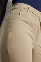 The Best Travel Pants. Front Zipper Pocket of the Thea Curvy Pant in Khaki.