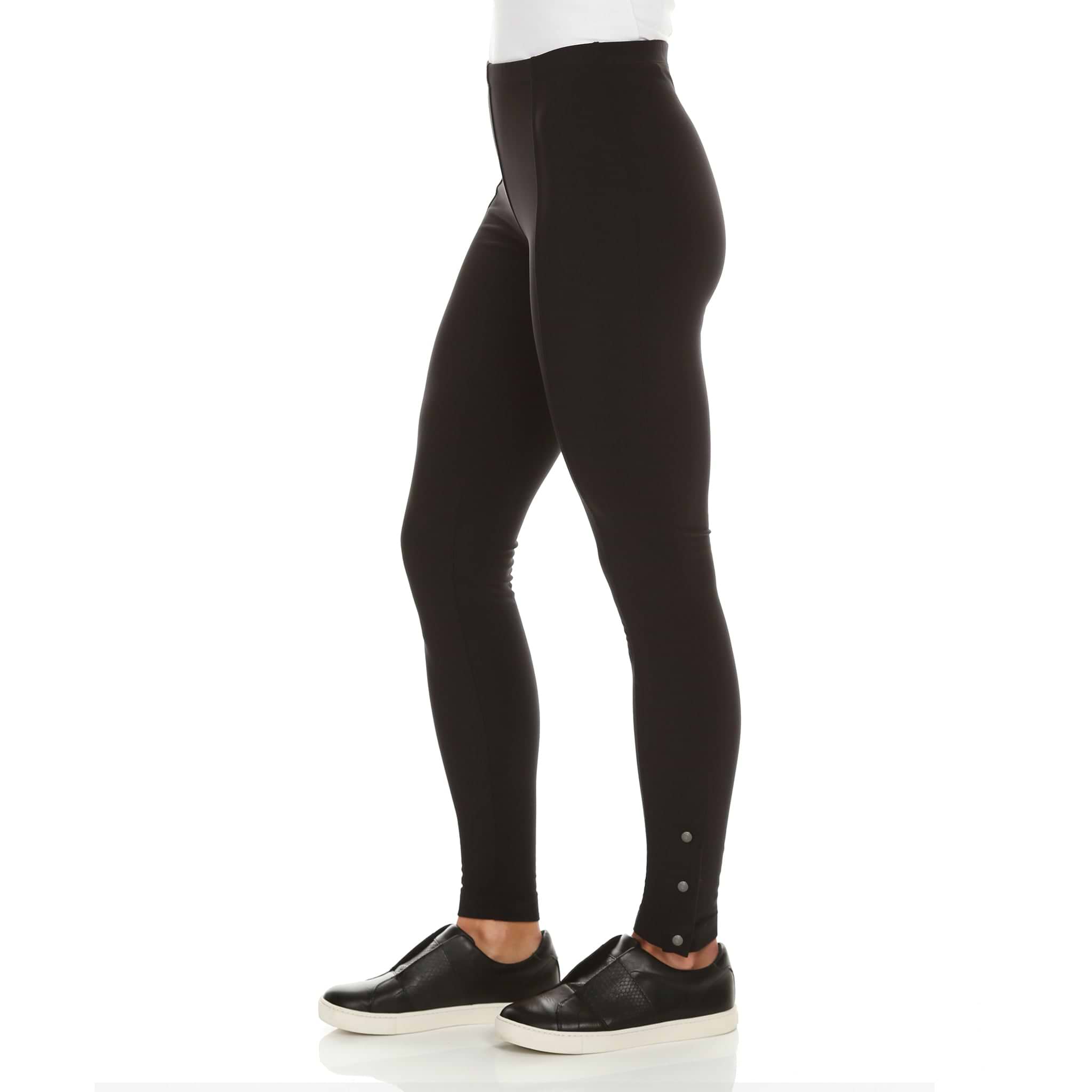Aida Fleece-Lined Leggings with 3-Button Snaps at Ankle