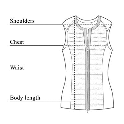 Esthen Quilted Ruffle Vest Size Chart