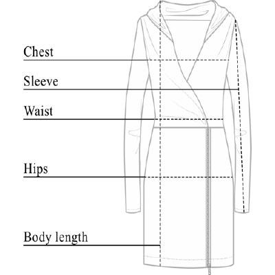 Fresia Wrinkle Free Hooded Dress Size Chart