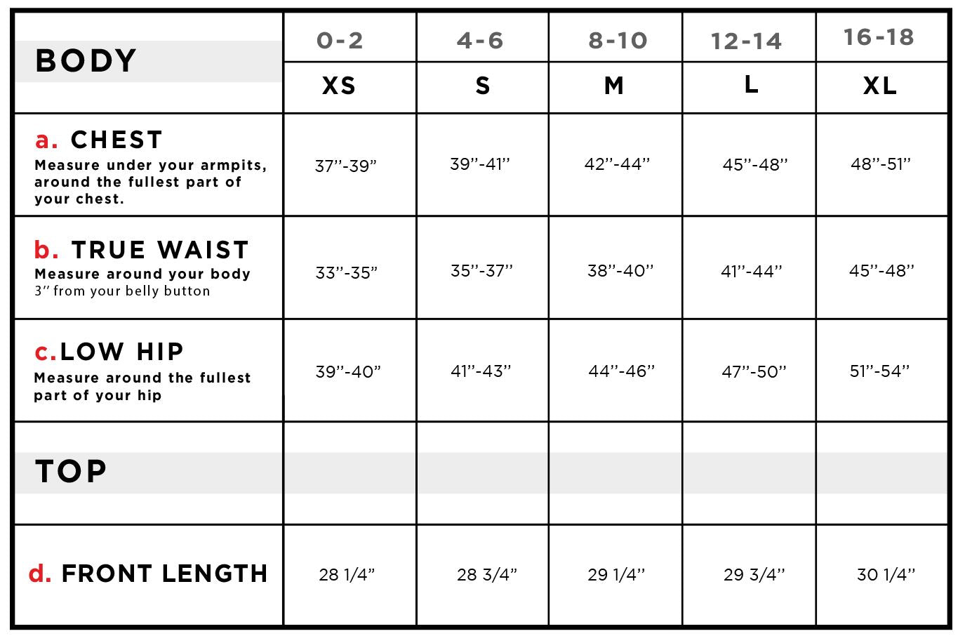 Katy Cheetah Ponte Long Vest Size Chart – Anatomie