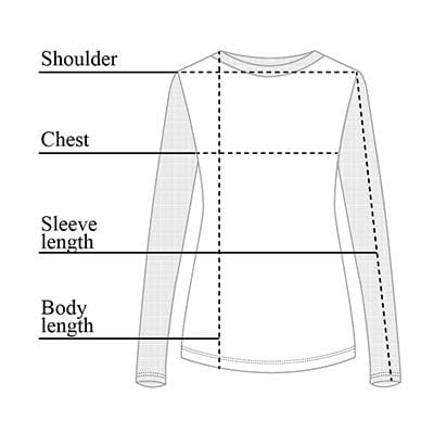 Kim Longsleeve Top with Powermesh Sleeves Size Chart