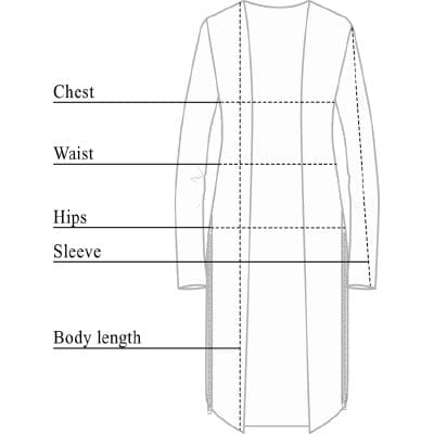 Luciana Wrinkle Free Cardigan with Zips Size Chart