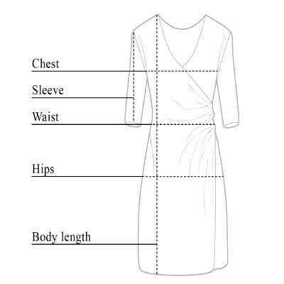 Marine Velvet Travel Dress Size Chart