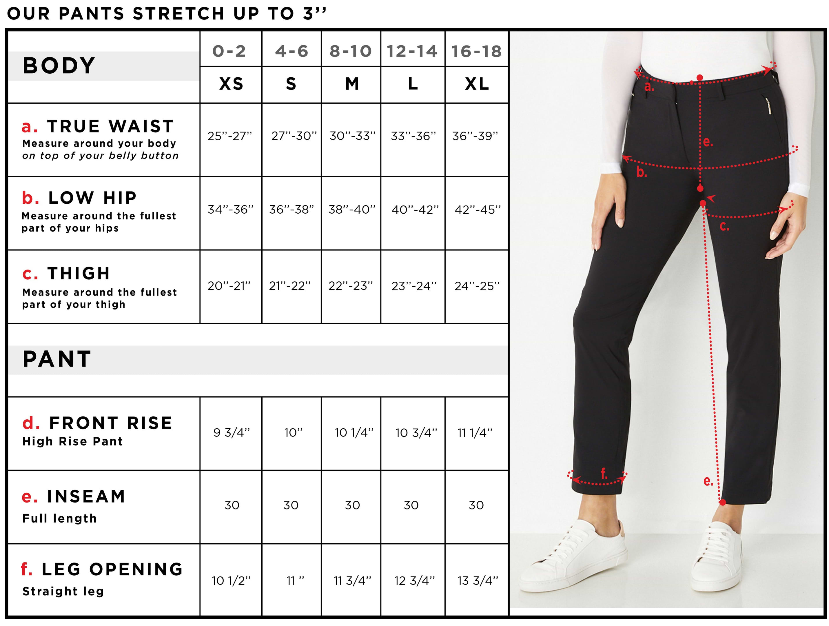Embossed Thea Pant Size Chart – Anatomie