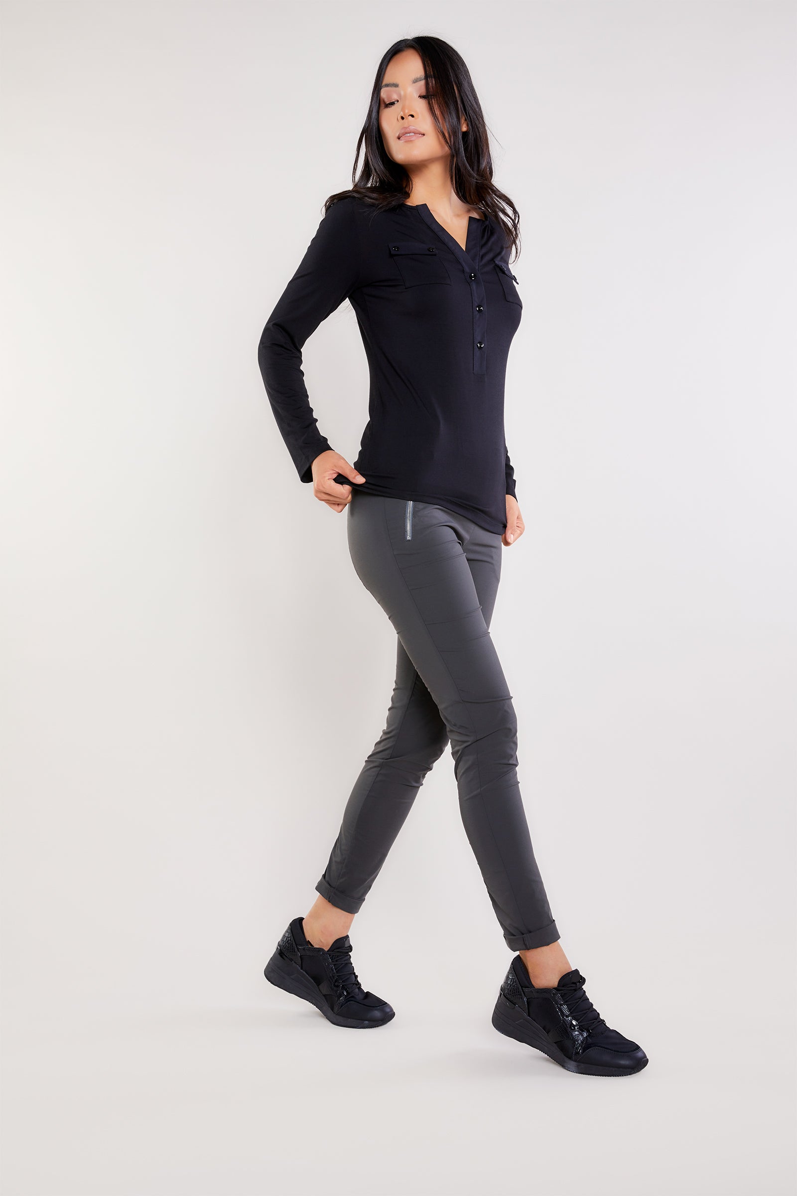 Calista Pima Cotton Henley Top