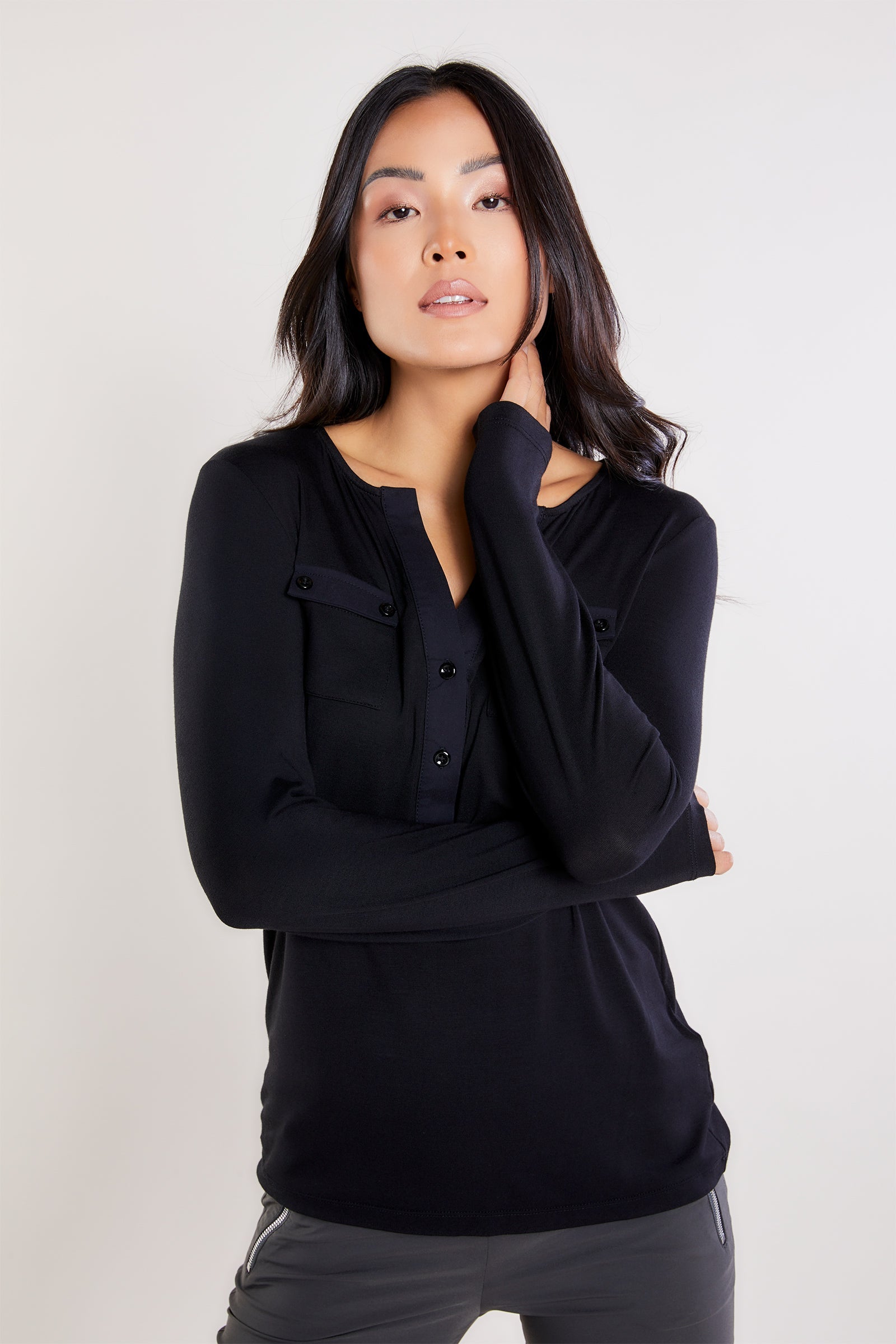 Calista Pima Cotton Henley Top
