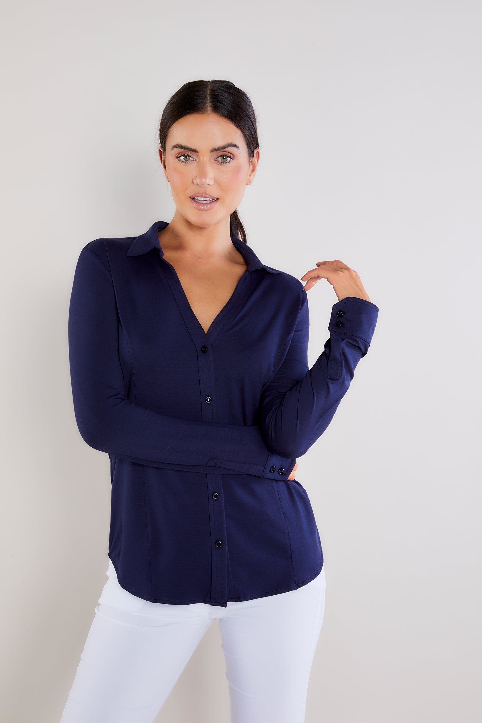 Nikki Pique Button Down Shirt