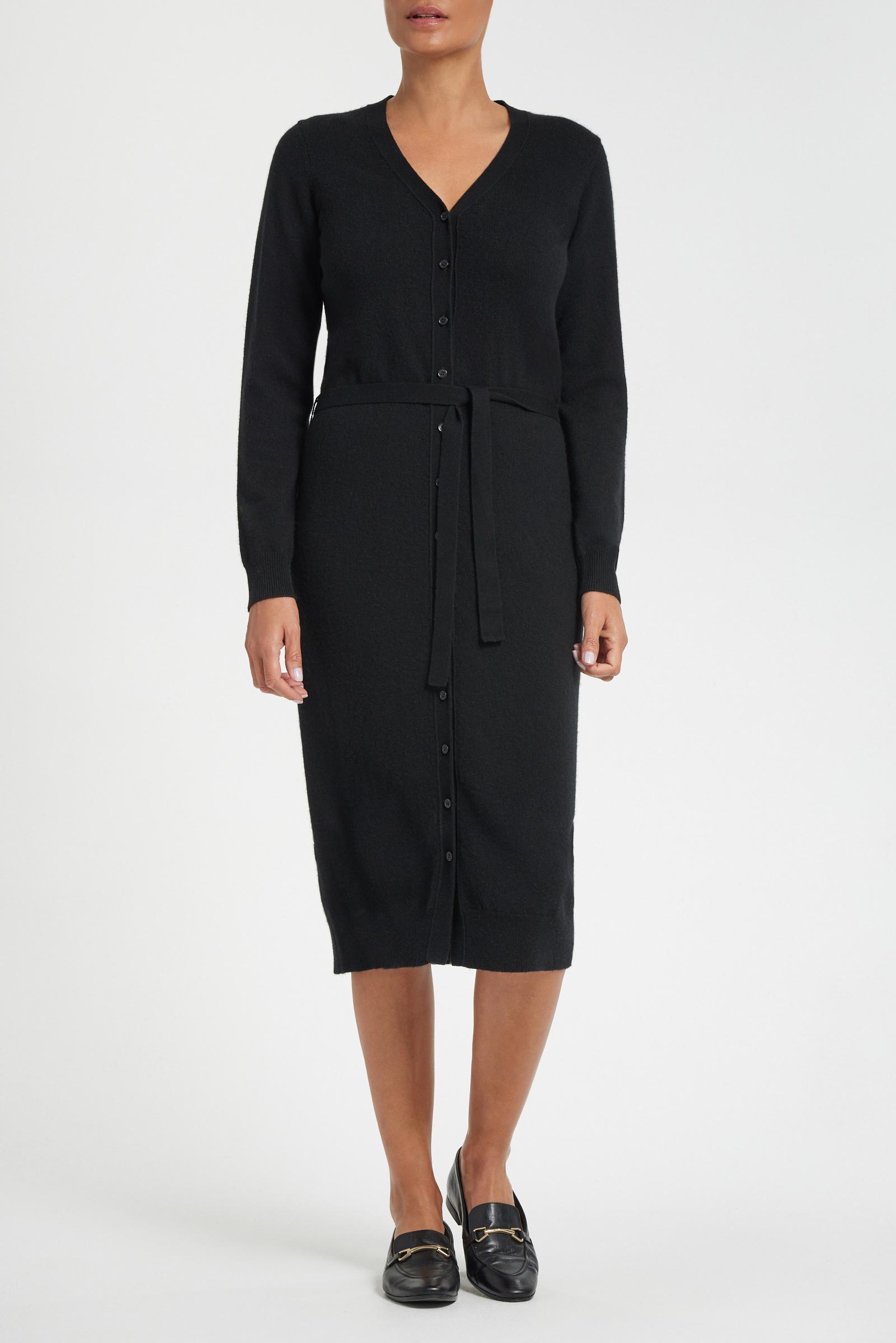Avery Cashmere Sweater Dress in Black