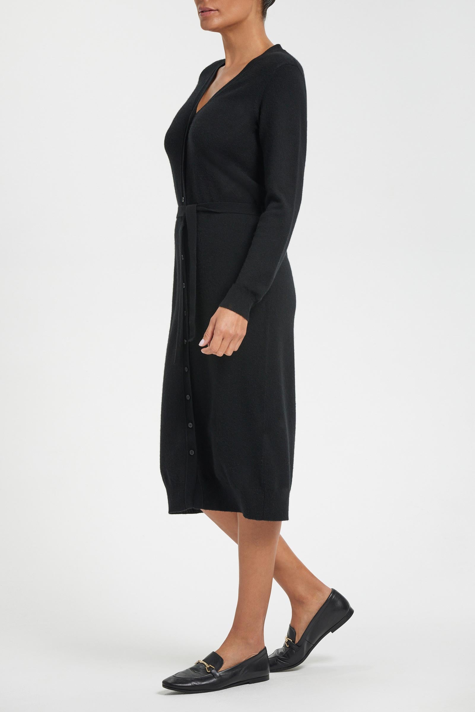 Avery Cashmere Sweater Dress in Black