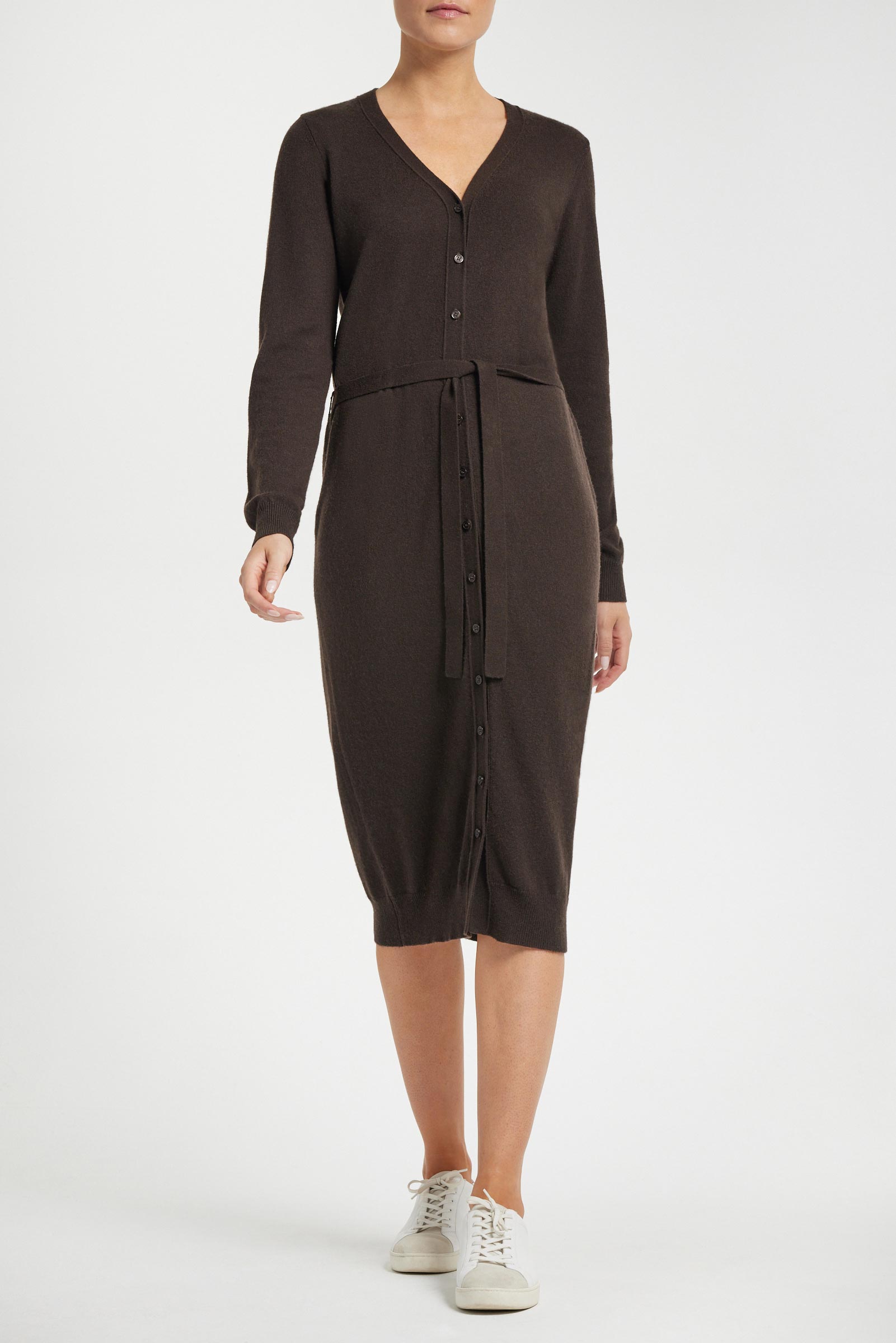 Avery Cashmere Sweater Dress in Espresso