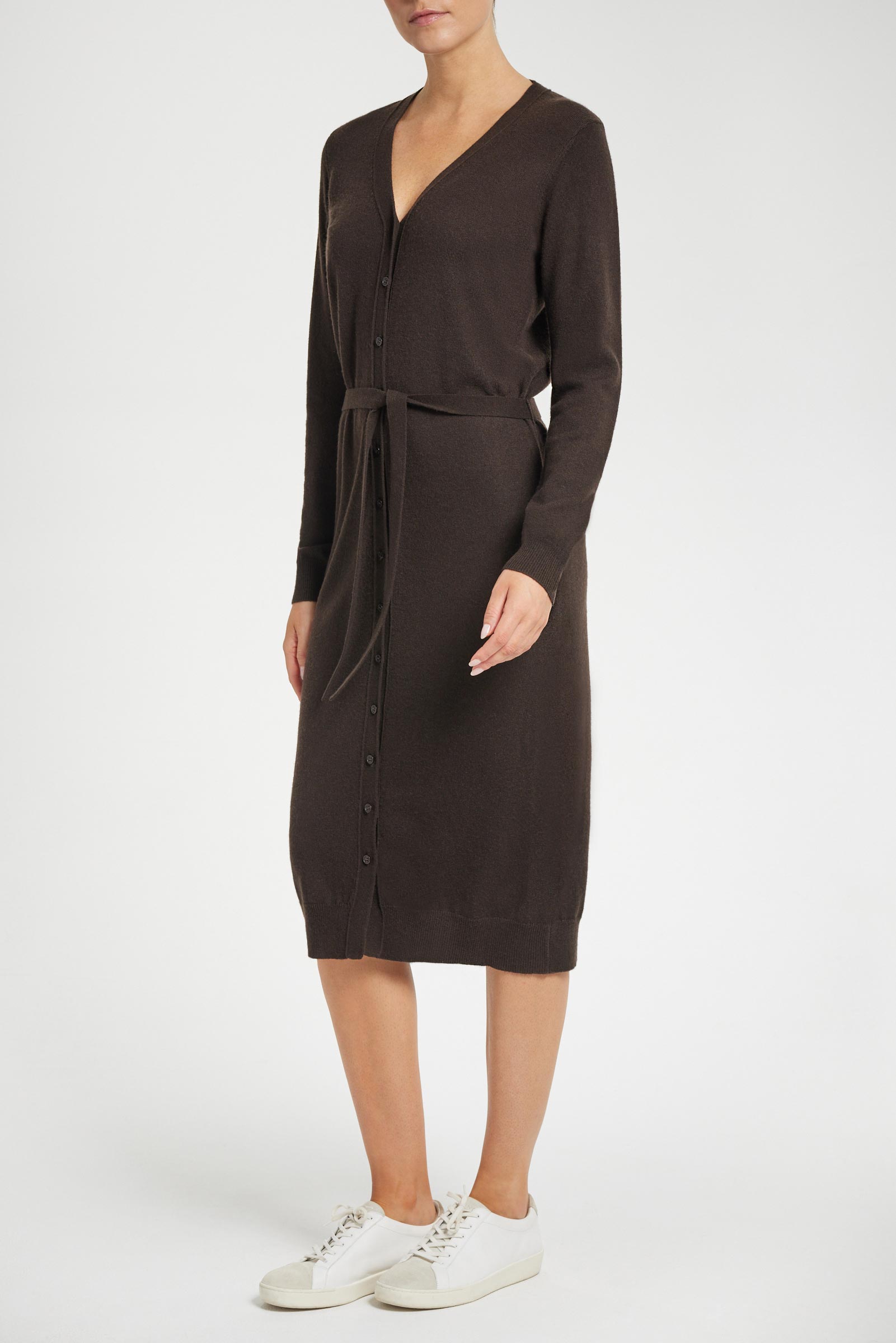 Avery Cashmere Sweater Dress in Espresso