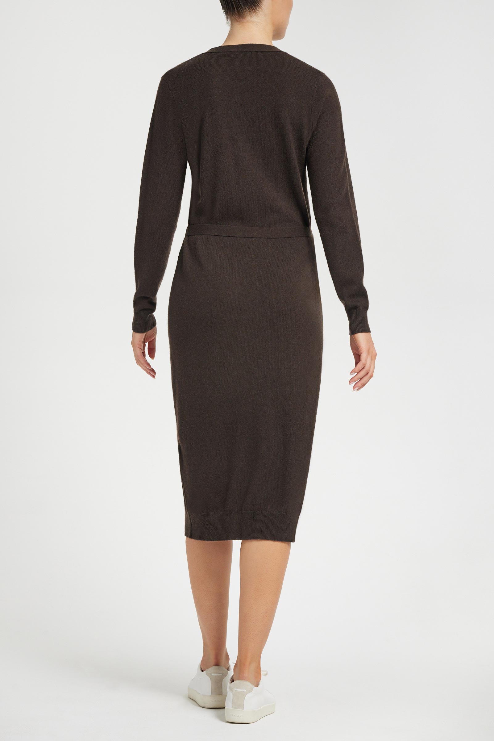 Avery Cashmere Sweater Dress in Espresso