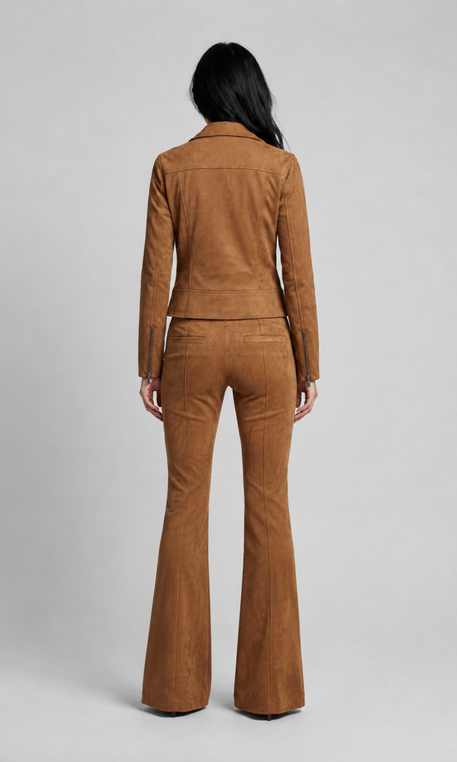 Becca Flare Faux Suede Pintuck Pants