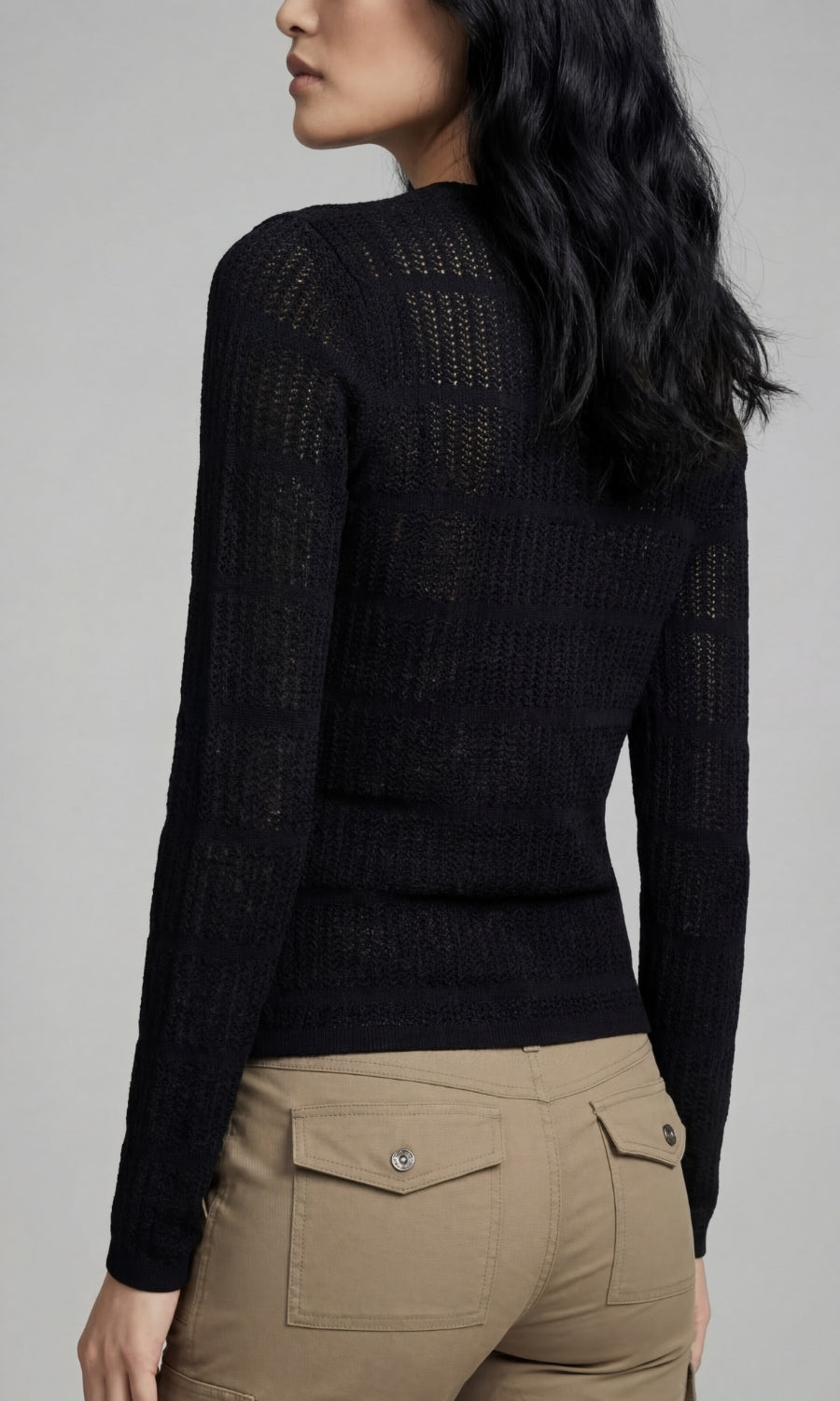 Juliana Pointelle Long Sleeve Crewneck Sweater