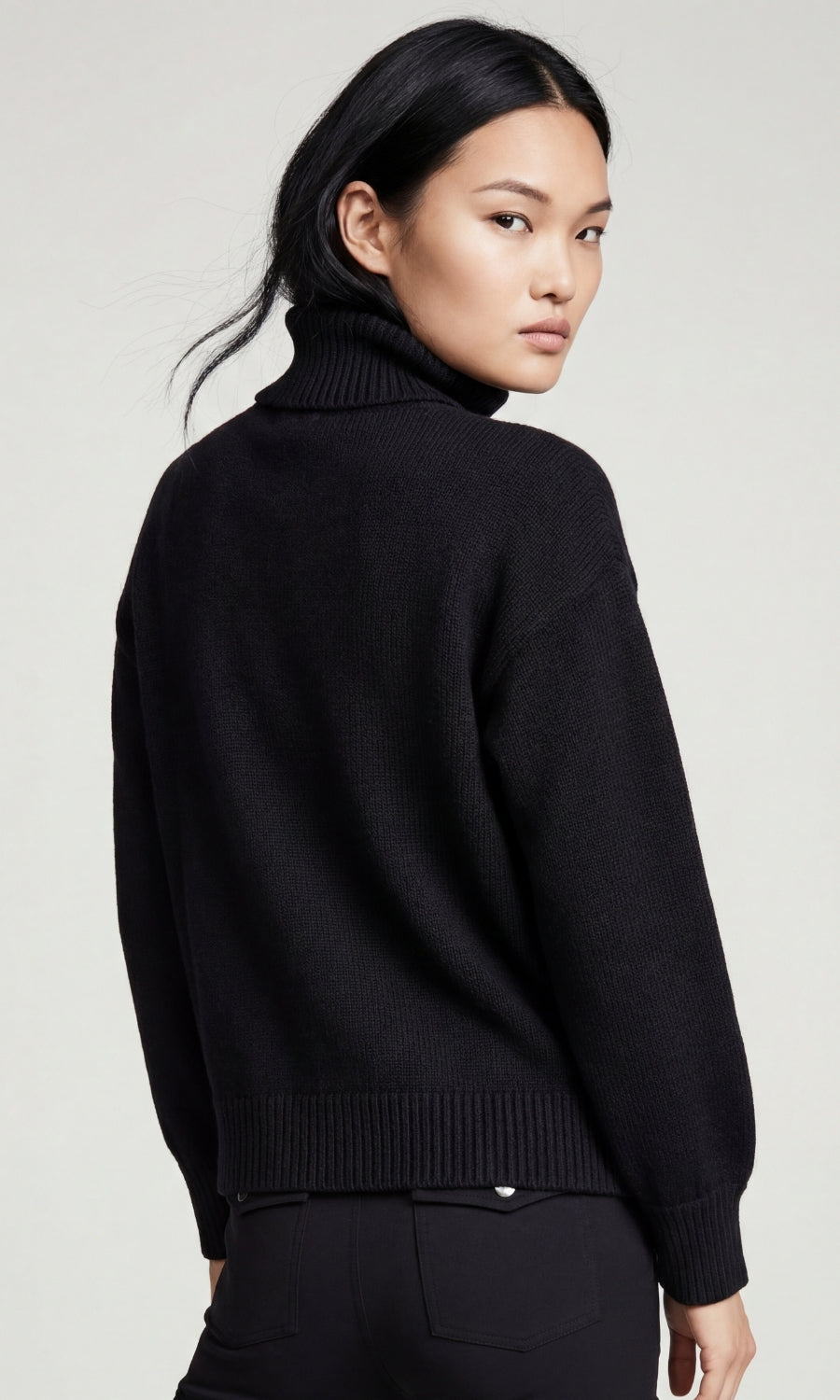 Wabi Mixed-Stitch Cable Knit Turtleneck Sweater