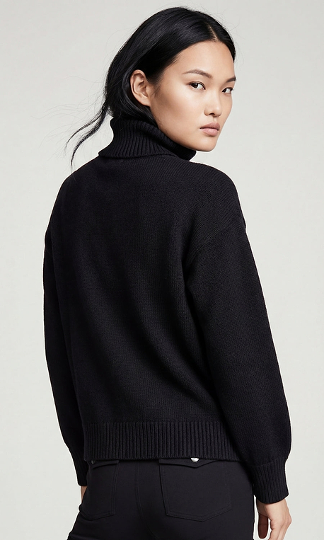 Wabi Mixed-Stitch Cable Knit Turtleneck Sweater