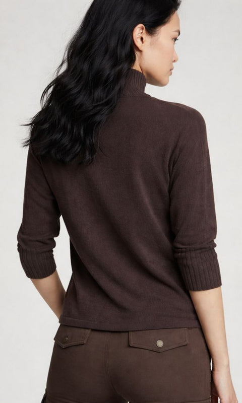 LUCELY // Elbow-Sleeve Quarter Zip Mock Neck