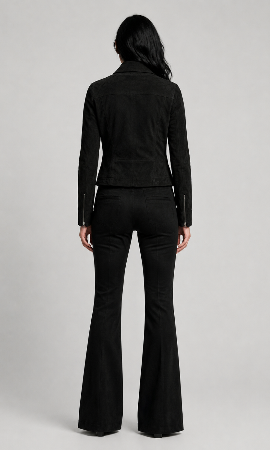 Becca Flare Faux Suede Pintuck Pants