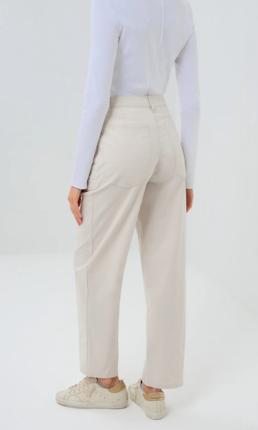 Liv Relaxed Light Barrel Pant in Stone