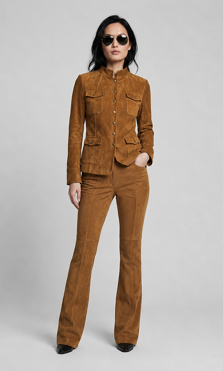 Becca Flare Faux Suede Pintuck Pants