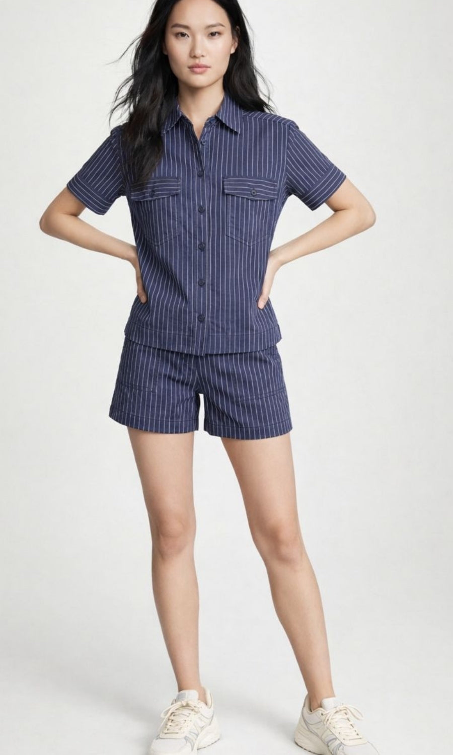 Striped Alma Pinstripe Tailored Shorts (CASH&CARRY)