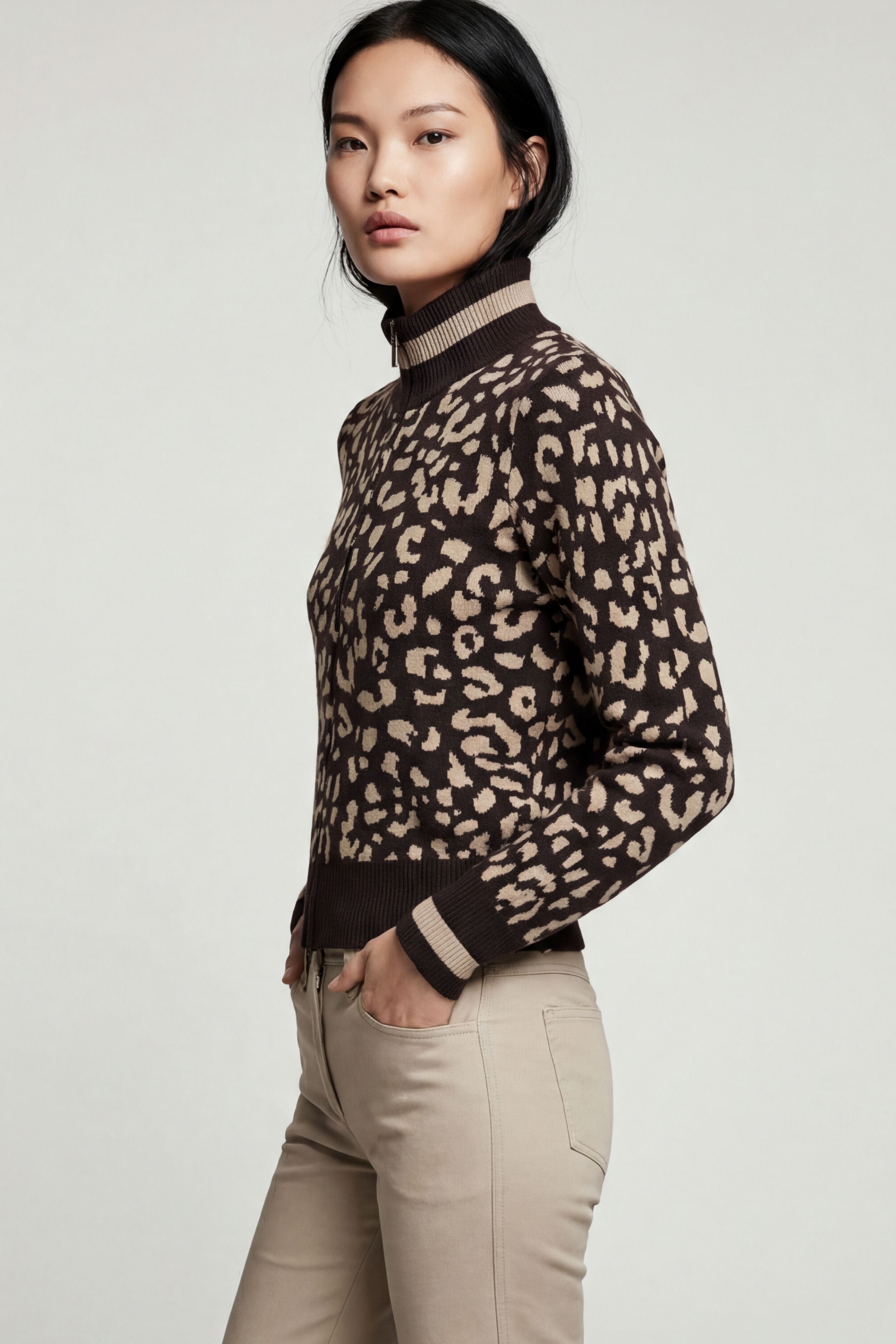 BOMI // Jacquard Zip up Sweater