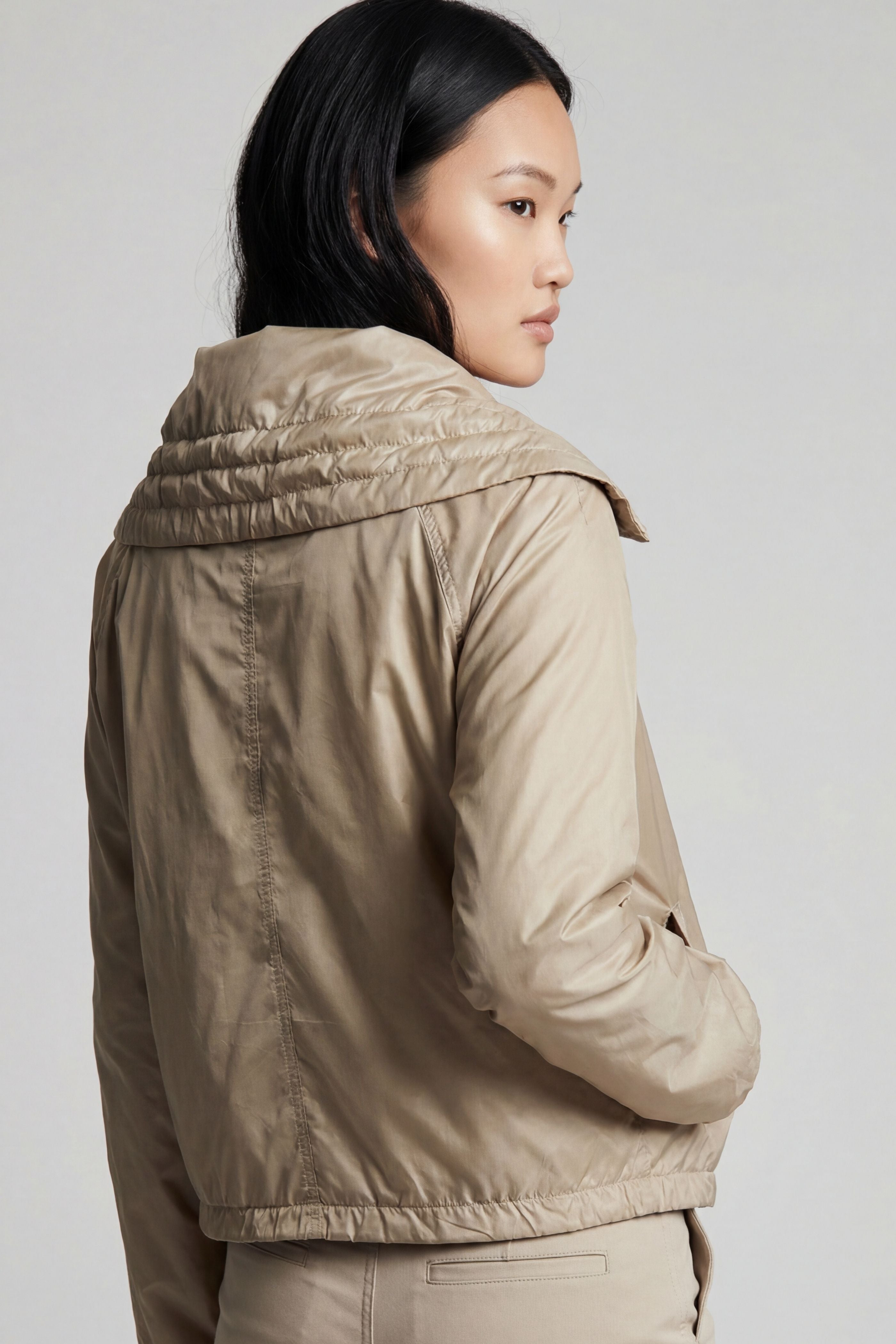 Casey Cropped Windbreaker with Oversized Lapel
