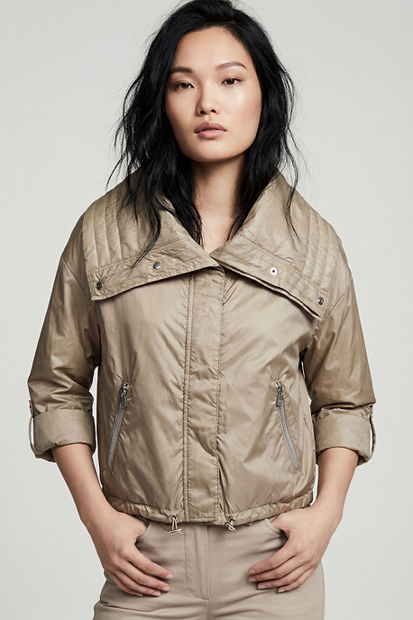Casey Cropped Windbreaker with Oversized Lapel