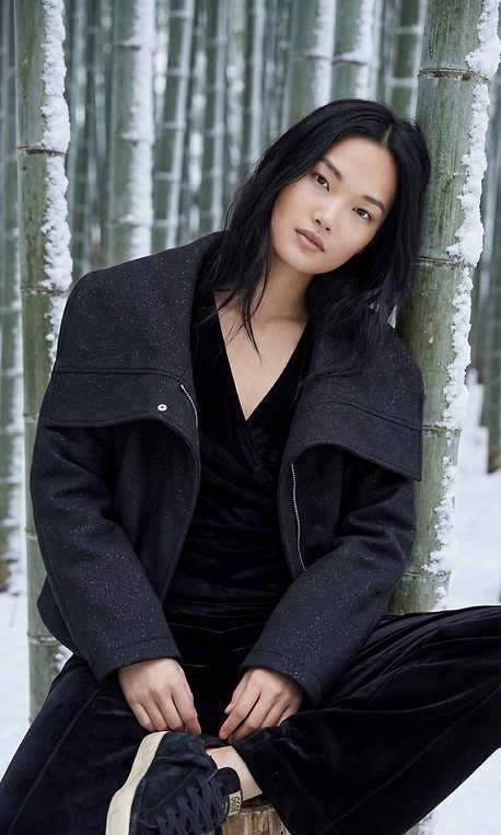 Casey Crop Jacket in Black Glitter