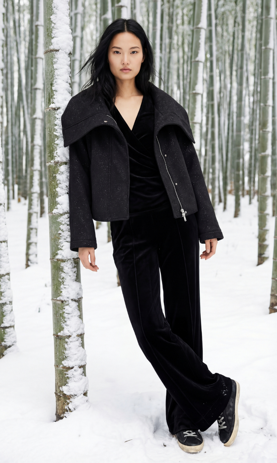 Casey Crop Jacket in Black Glitter